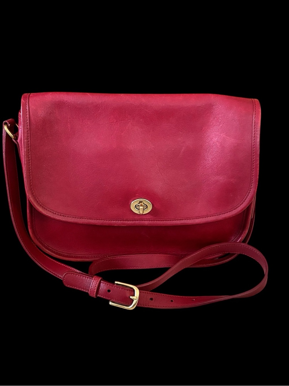Vintage Coach 9790 Red City Crossbody Bag Nickel Turn Lock - Picture 2 of 16
